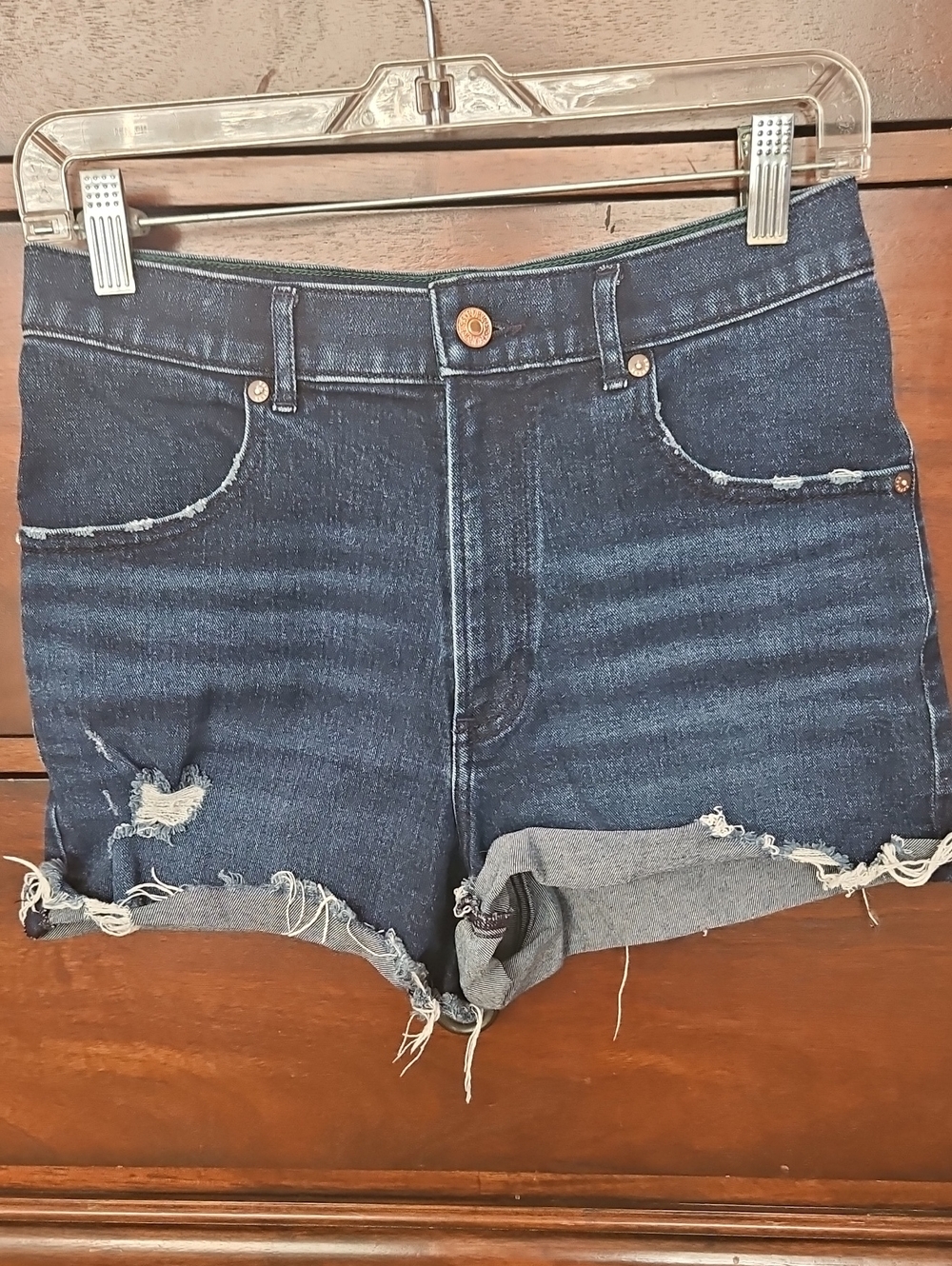 Express Dark Indigo Distressed Denim Shorts